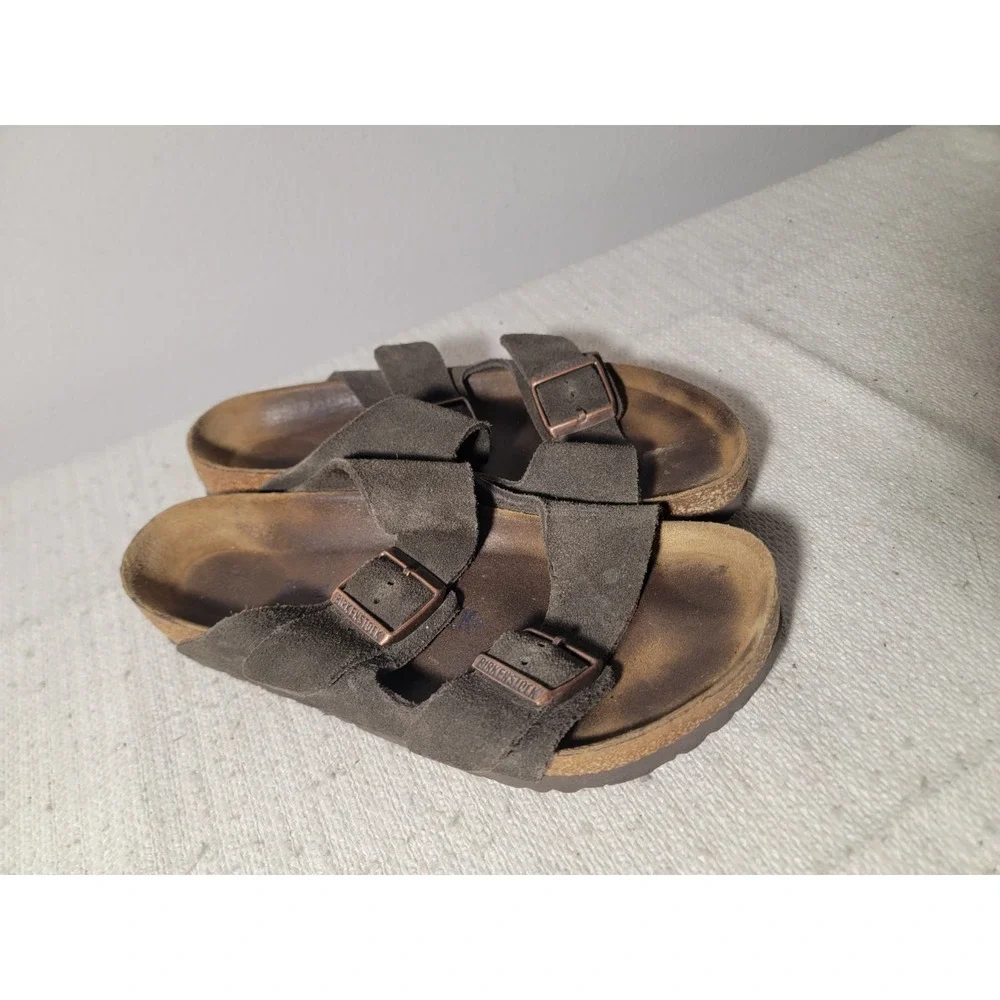 Birkenstock Arizona Suede Leather Sandals Mocha Brown EU 39 US L8 M6 Slide Shoes